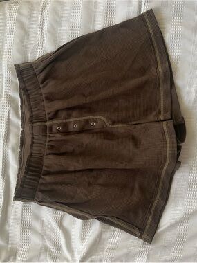Free People Brown Waffle Knit Lounge Shorts in Olive